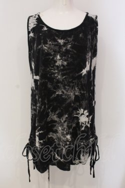 画像1: ALGONQUINS / ムラ柄レースアップタンクトップ F ブラック O-25-05-26-120-AL-TO-OW-OS