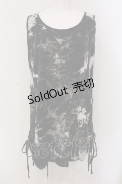 画像1: ALGONQUINS / ムラ柄レースアップタンクトップ F ブラック O-25-05-26-120-AL-TO-OW-OS