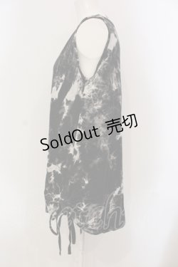 画像2: ALGONQUINS / ムラ柄レースアップタンクトップ F ブラック O-25-05-26-120-AL-TO-OW-OS