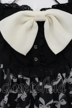 画像2: ALGONQUINS / リボン柄ティアードワンピース F ブラック O-25-05-26-122-AL-OP-OW-OS