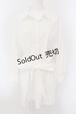 画像1: INGEBORG / レースモチーフ配色開襟シャツワンピース 9 シロ O-25-05-26-017-LO-OP-IG-OS
