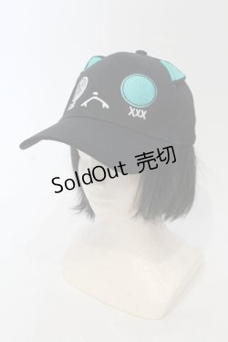 画像1: NieR Clothing / 猫耳つきCAP【シエル】キャップ  ブラック×グリーン O-25-05-27-008-PU-AC-IG-OS