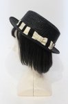 画像1: 【SALE】Dangerous nude / リボンストローハット  ブラック×アイボリー O-25-05-27-011-PU-AC-OW-ZTK007 (1)
