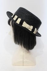画像1: 【SALE】Dangerous nude / リボンストローハット  ブラック×アイボリー O-25-05-27-011-PU-AC-OW-ZTK007 (1)