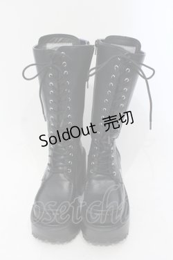 画像2: YOSUKE / レースアップ 厚底ブーツ 22.5cm ブラック×ブルー O-25-05-27-013-PU-SH-IG-OS