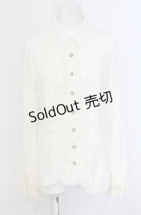 axes femme kawaii / ドットチュール姫袖ブラウス  アイボリー O-25-05-28-048-AX-BL-IG-OS