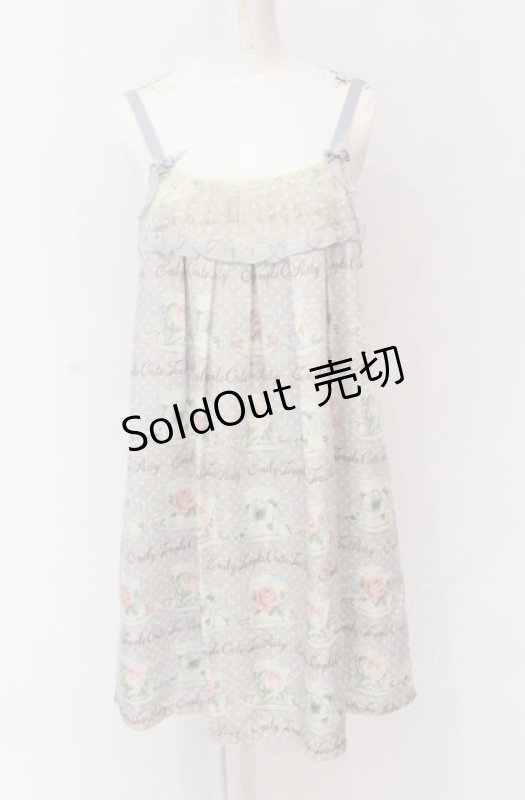 画像1: 【SALE】Emily Temple cute / ティーカップノースリーブワンピース  グレー O-25-05-28-054-ET-OP-IG-ZT468 (1)