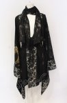 画像1: Qutie Frash / 4店舗限定着物ストールカーデ  ブラック×ゴールドプリント O-25-05-28-067-QU-JA-IG-OS (1)