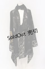 Qutie Frash / 4店舗限定着物ストールカーデ  ブラック×ゴールドプリント O-25-05-28-067-QU-JA-IG-OS