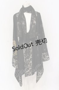 Qutie Frash / 4店舗限定着物ストールカーデ  ブラック×ゴールドプリント O-25-05-28-067-QU-JA-IG-OS