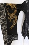 画像3: Qutie Frash / 4店舗限定着物ストールカーデ  ブラック×ゴールドプリント O-25-05-28-067-QU-JA-IG-OS (3)