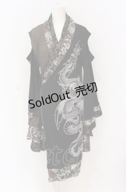 画像1: Qutie Frash / 肩あき着物カーディガン  ブラック O-25-05-28-070-QU-TO-IG-OS