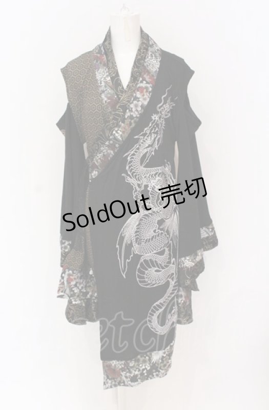 画像1: Qutie Frash / 肩あき着物カーディガン  ブラック O-25-05-28-070-QU-TO-IG-OS (1)