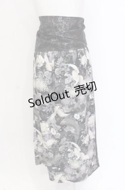 画像2: Qutie Frash / 2022浴衣4点SET ボトムス単品  鶴 ブラック O-25-05-28-071-QU-SK-IG-OS