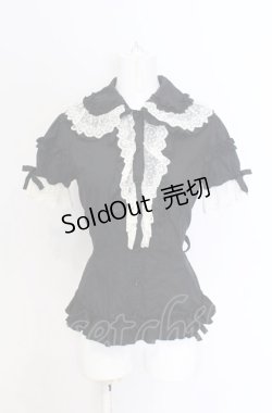 画像1: metamorphose / 王冠チュールレースブラウス・半袖  クロ×シロ O-25-05-28-080-ME-BL-IG-OS