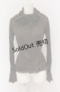 metamorphose / ドビーストライプフリルカラーブラウス  ブラウン O-25-05-28-092-ME-BL-IG-OS