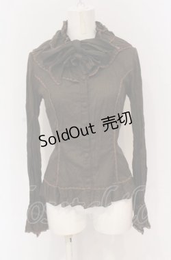 画像1: metamorphose / ドビーストライプフリルカラーブラウス  ブラウン O-25-05-28-092-ME-BL-IG-OS
