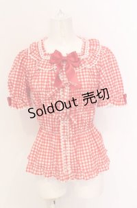 metamorphose / スクエアあきフリルブラウス(半袖) 1 アカ O-25-05-28-094-ME-BL-IG-OS