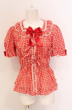 画像1: metamorphose / スクエアあきフリルブラウス(半袖) 1 アカ O-25-05-28-094-ME-BL-IG-OS