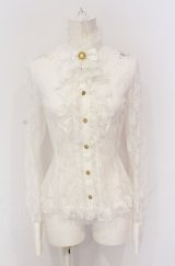 metamorphose / スタンドカラービショップスリーブブラウス（レース）  クロ O-25-05-28-095-ME-BL-IG-OS