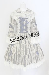 metamorphose / アンティークブーケラッパ袖ワンピース（2010）  ブルー O-25-05-28-098-ME-OP-IG-OS
