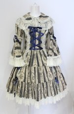 画像1: metamorphose / アンティークブーケラッパ袖ワンピース（2010）  ブルー O-25-05-28-098-ME-OP-IG-OS (1)