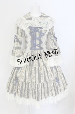 画像1: metamorphose / アンティークブーケラッパ袖ワンピース（2010）  ブルー O-25-05-28-098-ME-OP-IG-OS