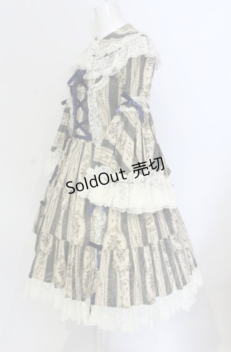 画像3: metamorphose / アンティークブーケラッパ袖ワンピース（2010）  ブルー O-25-05-28-098-ME-OP-IG-OS (3)