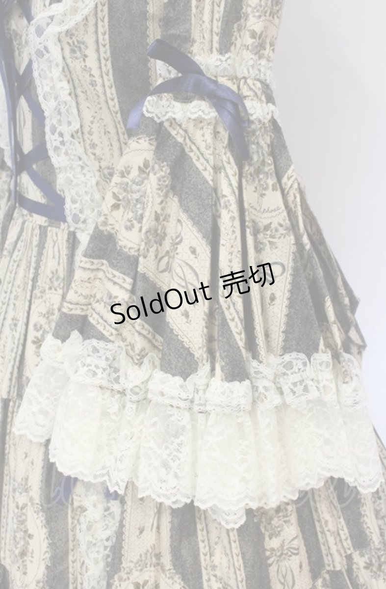 画像4: metamorphose / アンティークブーケラッパ袖ワンピース（2010）  ブルー O-25-05-28-098-ME-OP-IG-OS (4)