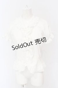Physical Drop / バックシャーリングフリル半袖ブラウス  シロ O-25-05-28-101-LO-BL-IG-OS