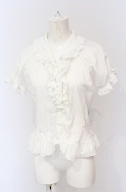 画像1: Physical Drop / バックシャーリングフリル半袖ブラウス  シロ O-25-05-28-101-LO-BL-IG-OS