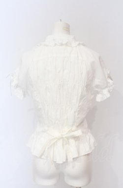 画像2: Physical Drop / バックシャーリングフリル半袖ブラウス  シロ O-25-05-28-101-LO-BL-IG-OS