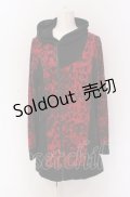 SEX POT ReVeNGe / アシンメトリー切り替えロングパーカー L レッドｘブラック O-25-05-28-012-SP-TO-YM-OS