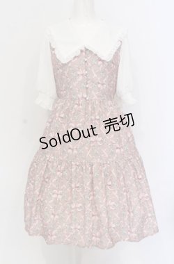 画像1: axes femme POETIQUE / リボンフラワーチェック柄ワンピース M ピンク O-25-05-28-110-AX-OP-IG-OS