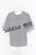 axes femme kawaii / ドットチュール半袖ブラウス M ネイビー O-25-05-28-112-AX-BL-IG-OS