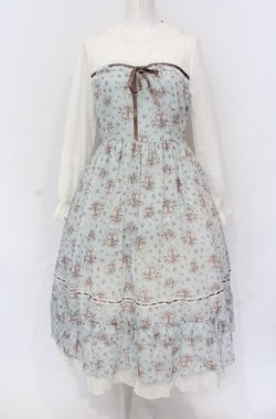 画像1: axes femme / プチブーケ柄ビスチェ切替ワンピース M ミント O-25-05-28-113-AX-OP-IG-OS