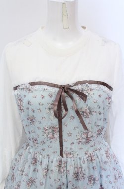 画像2: axes femme / プチブーケ柄ビスチェ切替ワンピース M ミント O-25-05-28-113-AX-OP-IG-OS