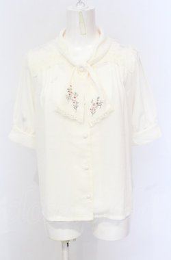 画像1: axes femme / 花刺繍タイカラーブラウス M アイボリー O-25-05-28-116-AX-BL-IG-OS