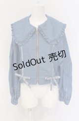 axes femme POETIQUE / ビック襟配色ラインブルゾン M ブルー O-25-05-28-009-AX-JA-IG-OS