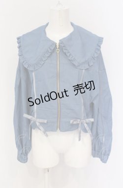 画像1: axes femme POETIQUE / ビック襟配色ラインブルゾン M ブルー O-25-05-28-009-AX-JA-IG-OS