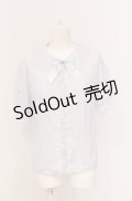 axes femme kawaii / ドットチュール半袖ブラウス  サックス O-25-05-28-121-AX-BL-IG-OS