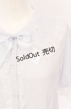 画像2: axes femme kawaii / ドットチュール半袖ブラウス  サックス O-25-05-28-121-AX-BL-IG-OS