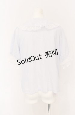 画像3: axes femme kawaii / ドットチュール半袖ブラウス  サックス O-25-05-28-121-AX-BL-IG-OS