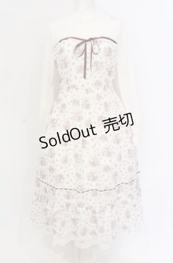 画像1: axes femme / プチブーケ柄ビスチェ切替ワンピース M アイボリー O-25-05-28-122-AX-OP-IG-OS