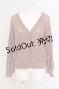 axes femme / ビジューボタン透かし編みカーディガン M ピンク O-25-05-28-124-AX-TO-IG-OS