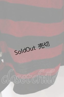 画像2: SEX POT ReVeNGe / バックスカルプリントボーダーパーカー  レッドｘブラック O-25-05-28-013-SP-TO-YM-OS