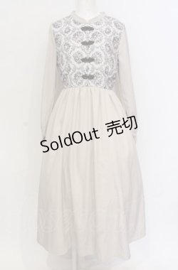 画像1: axes femme / チャイナ釦薔薇柄切替ワンピース F ベージュ O-25-05-28-135-AX-OP-IG-OS