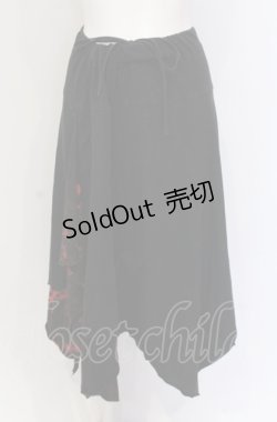 画像1: ALGONQUINS / ムラ柄アシメカットスカート  ブラック×レッド O-25-05-28-015-AL-SK-OW-OS