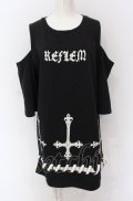 REFLEM / 逆さ十字カッティングショルダー半袖スウェット F ブラック O-25-05-28-002-PU-TO-YM-OS