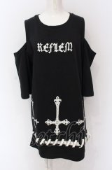 REFLEM / 逆さ十字カッティングショルダー半袖スウェット F ブラック O-25-05-28-002-PU-TO-YM-ZY